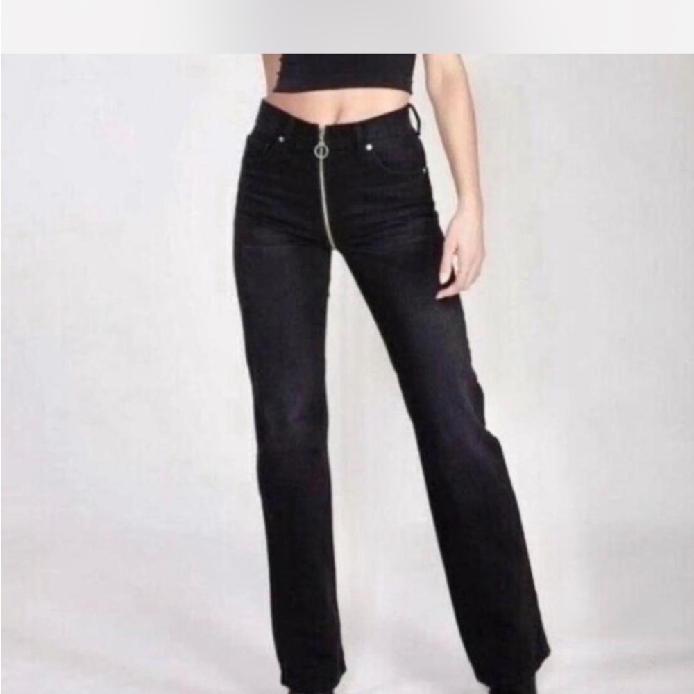 Revice Black High-Waisted Pants with Front Zipper